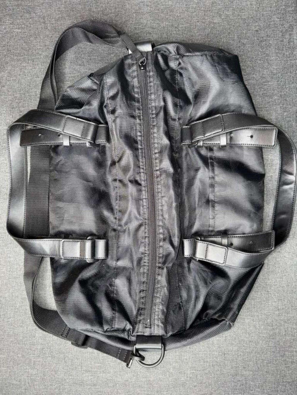 Armani Exchange AX Black Duffle Bag Tech Fabric Gym Travel Weekender